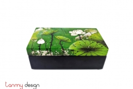Rectangular box with hand-painted lotus 8*14*H5cm